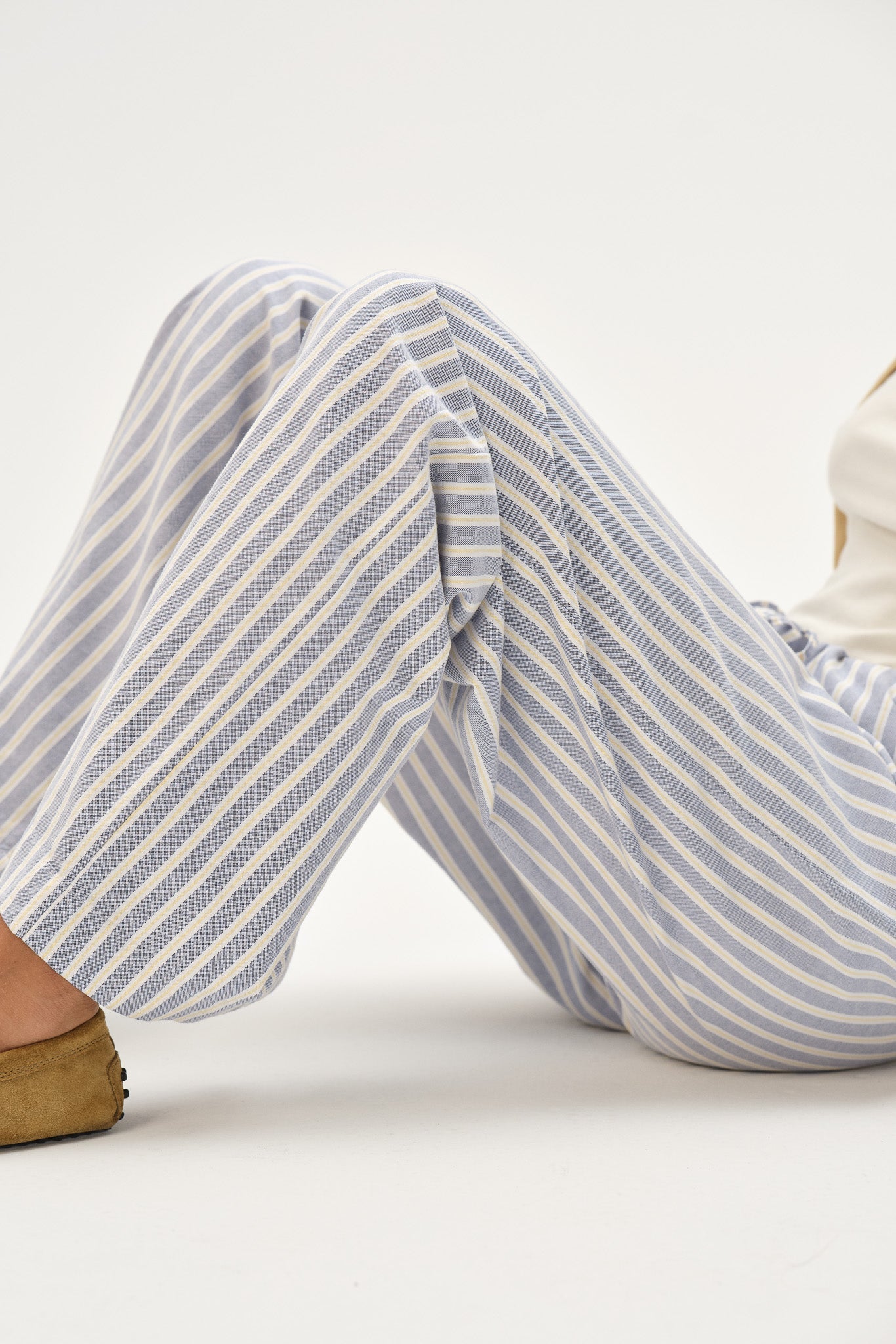 DONNI The Oxford Stripe Drawstring Pant - Butter Stripe