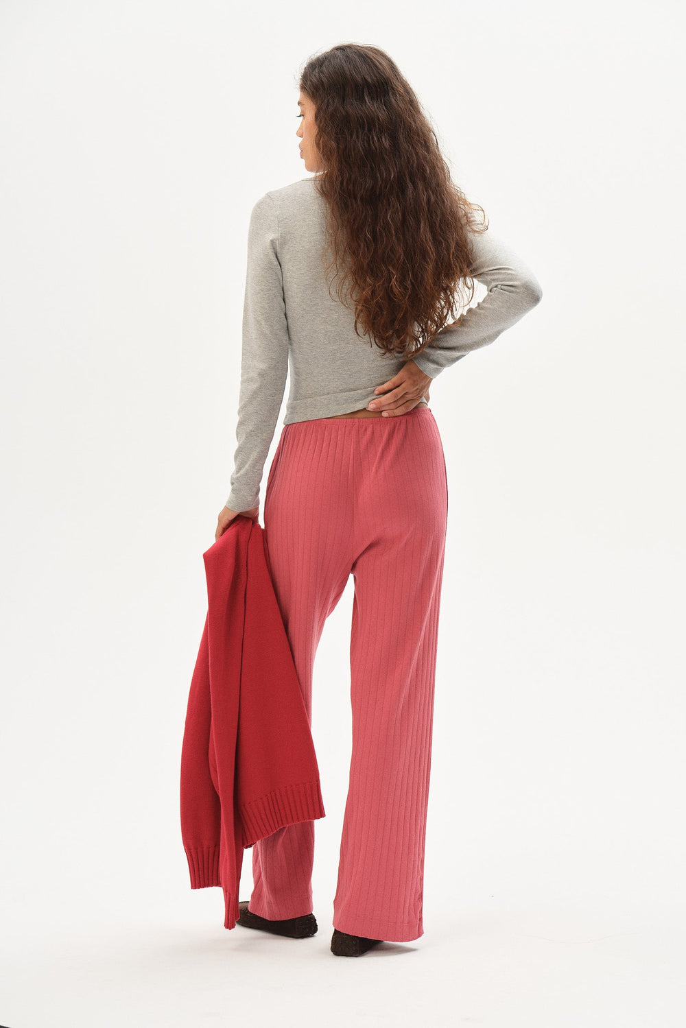 DONNI The Pointelle Simple Crop Pant - Raspberry