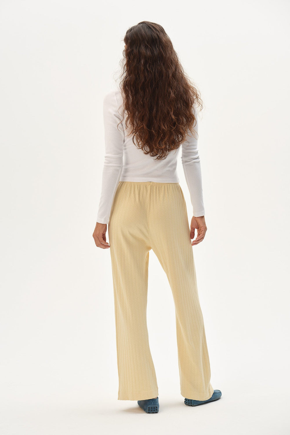 DONNI The Pointelle Simple Crop Pant - Butter