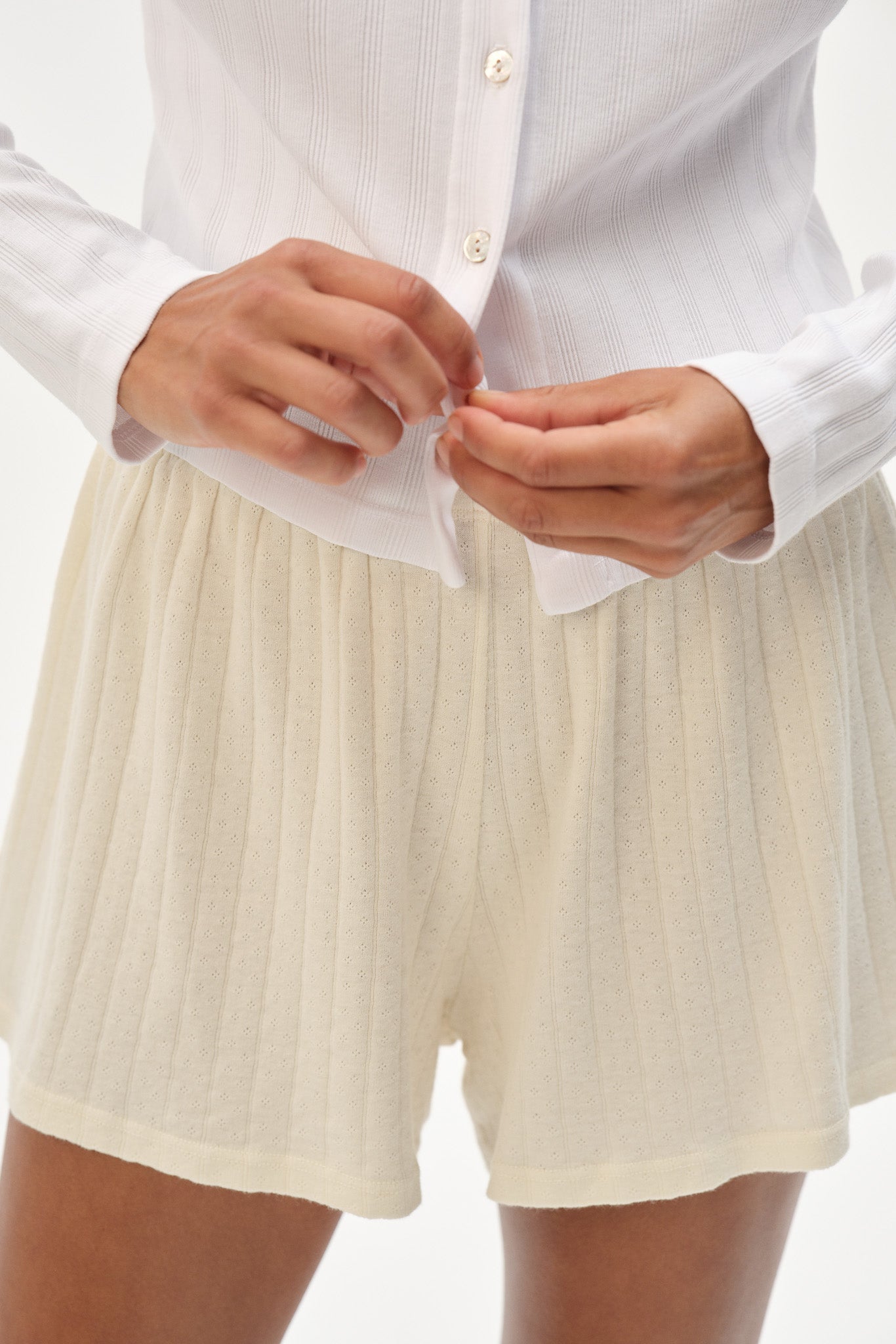 DONNI The Pointelle Tap Short - Creme