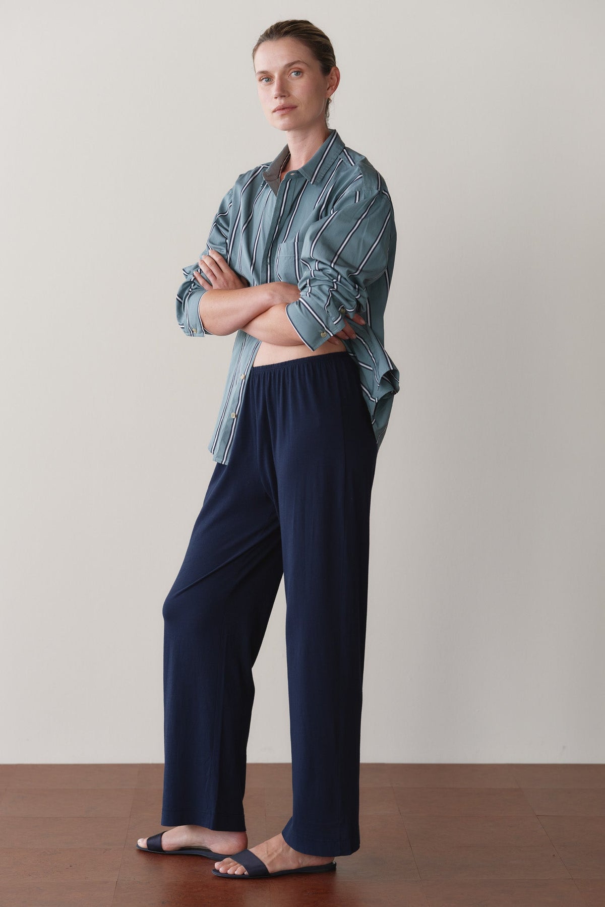 DONNI The Jersey Simple Crop Pant - Navy