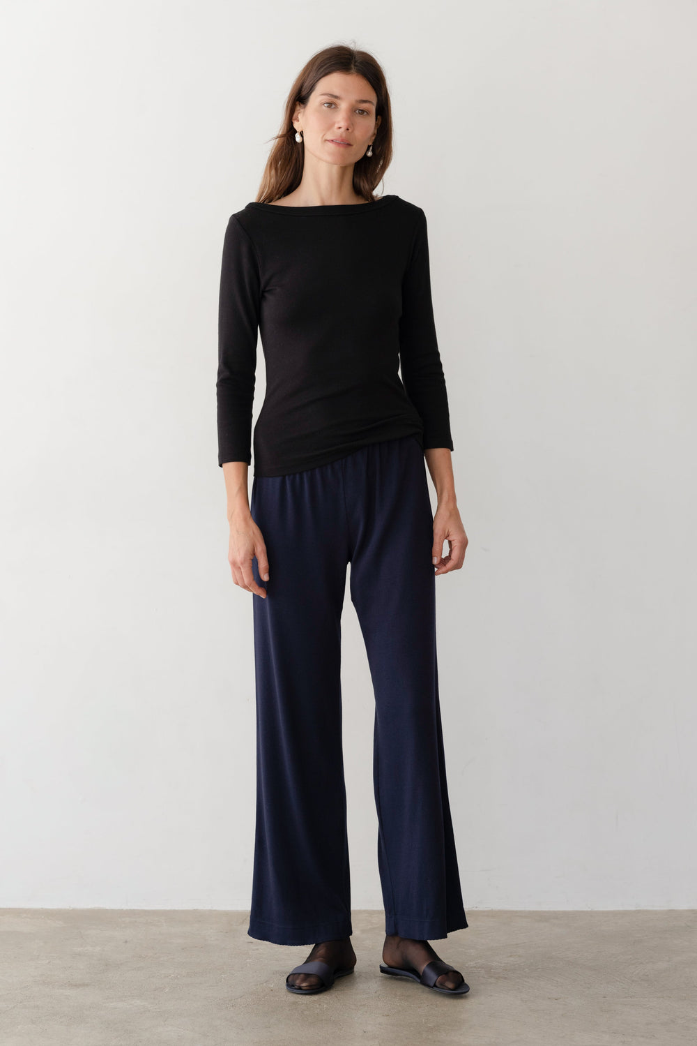 DONNI The Baby Rib Scallop Pant - Navy