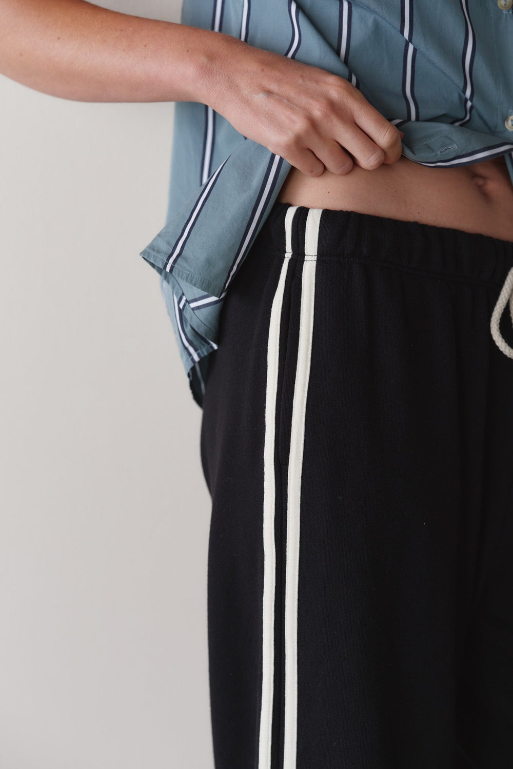 DONNI The Eco-Terry Stripe Crop Pant - Jet
