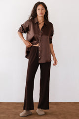 DONNI The Pointelle Simple Crop Pant - Espresso
