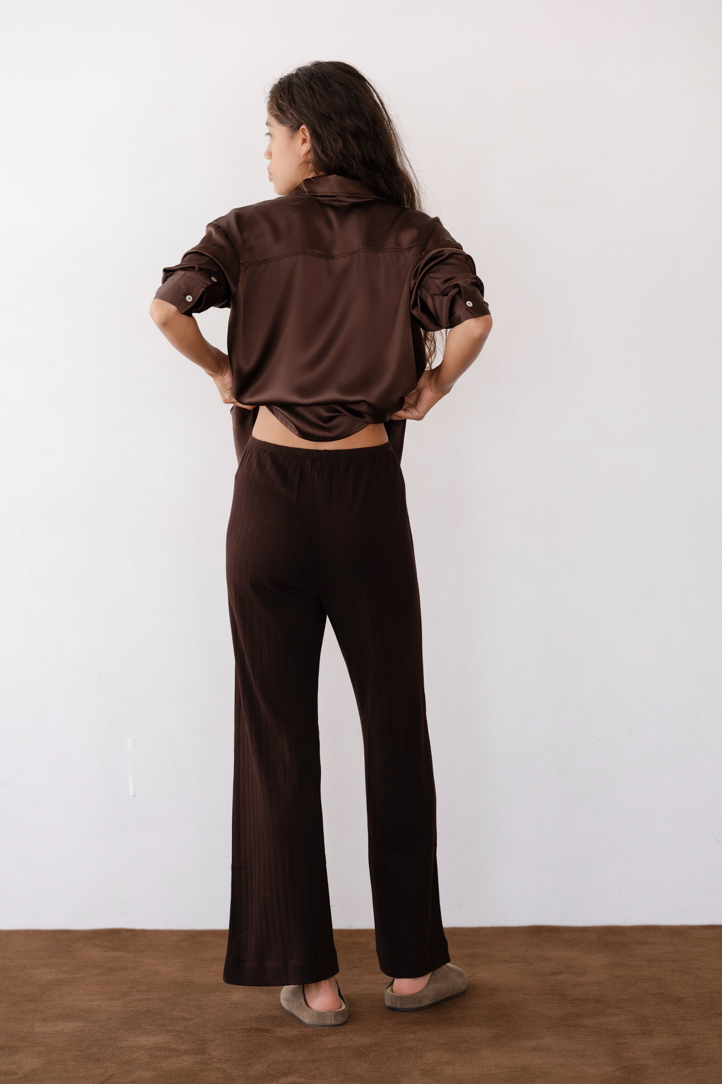 DONNI The Pointelle Simple Crop Pant - Espresso