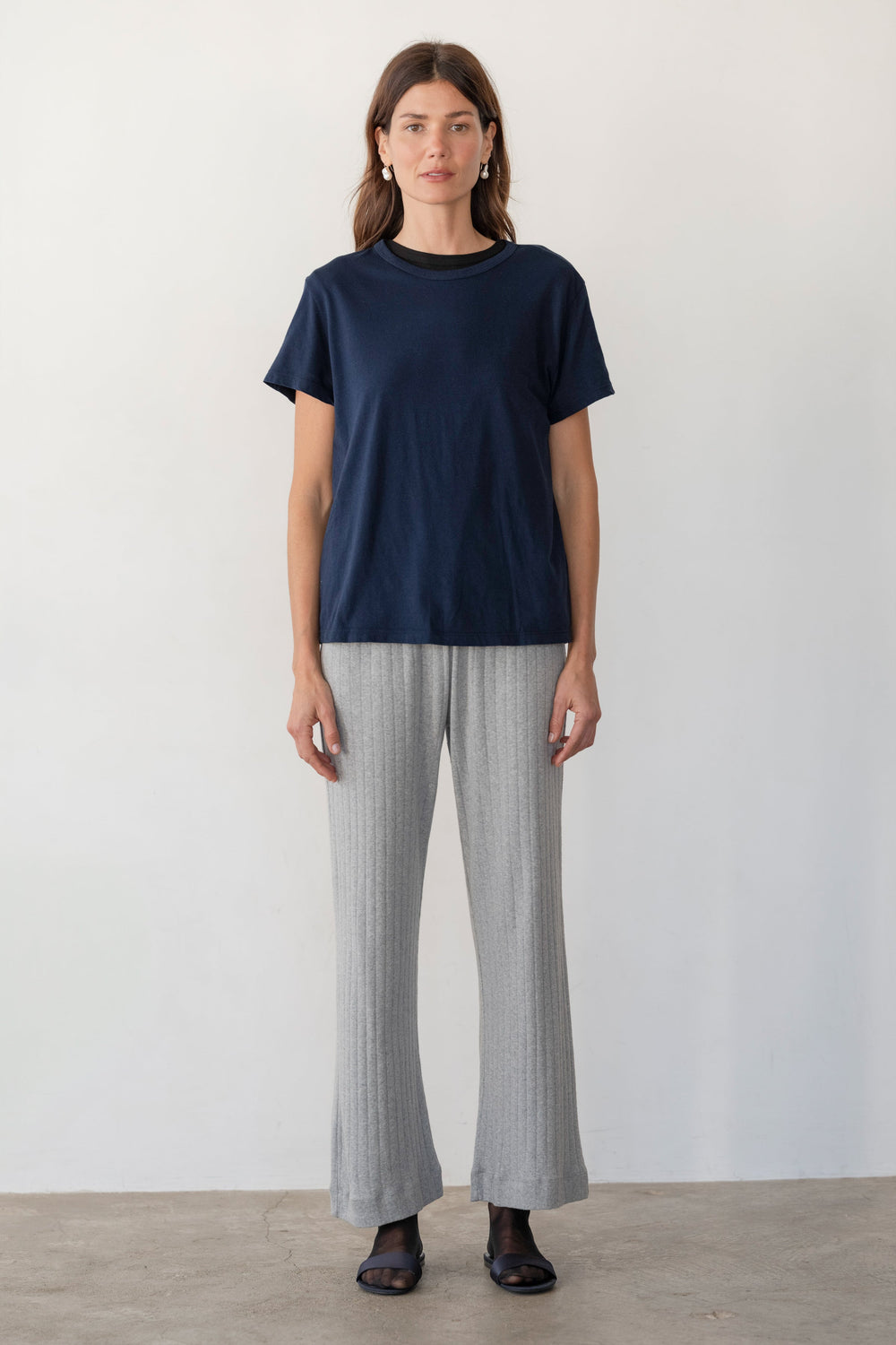 DONNI The Pointelle Simple Crop Pant - Heather-Grey