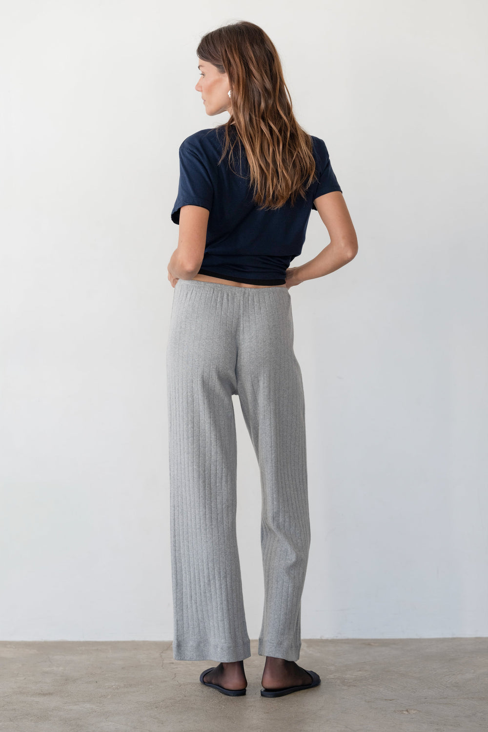 DONNI The Pointelle Simple Crop Pant - Heather-Grey