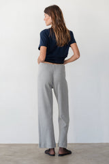 DONNI The Pointelle Simple Crop Pant - Heather-Grey