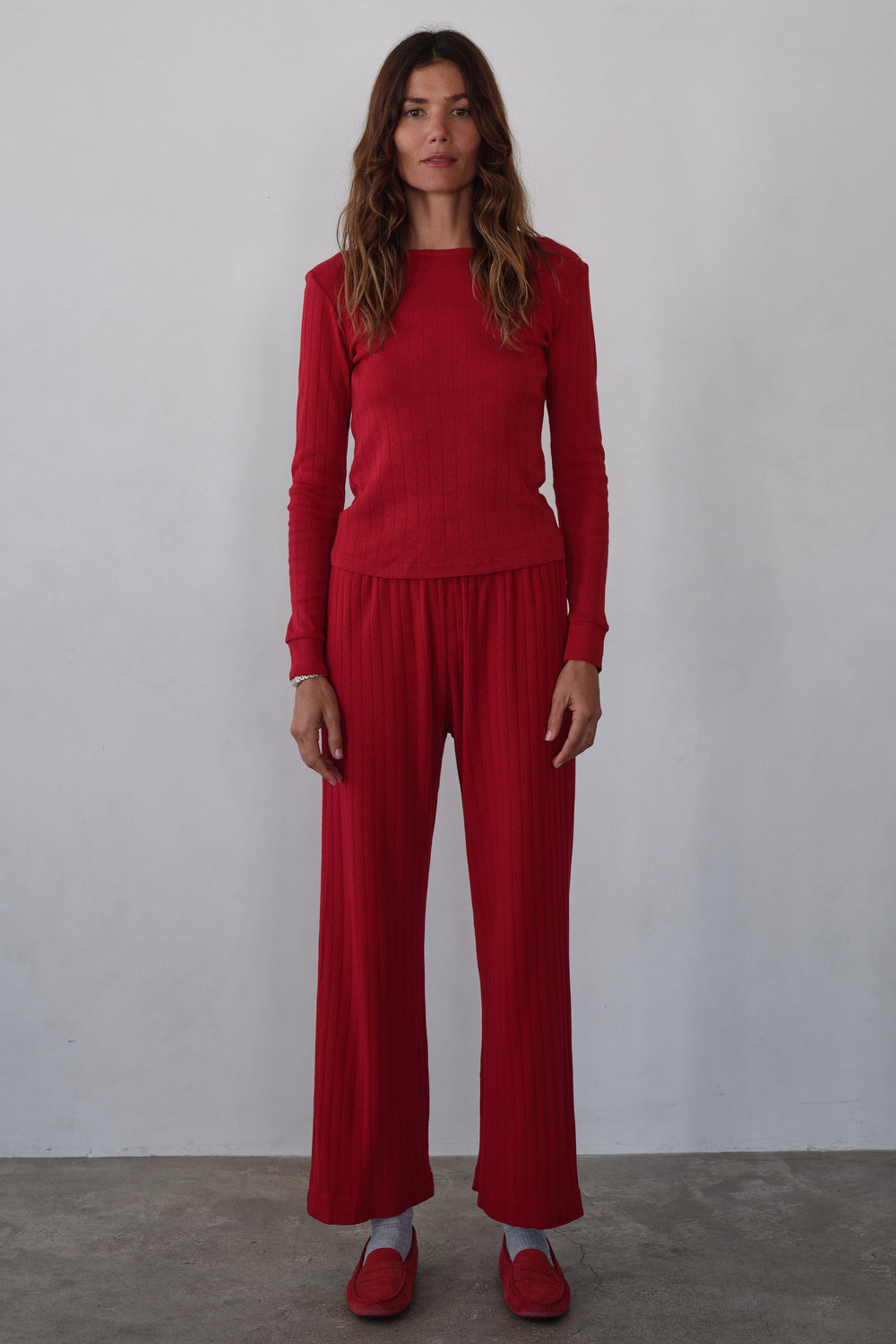 DONNI The Pointelle Simple Crop Pant - Bell-Pepper