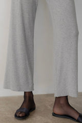 DONNI Heather Grey Baby Rib Scallop Pant - Heather-Grey