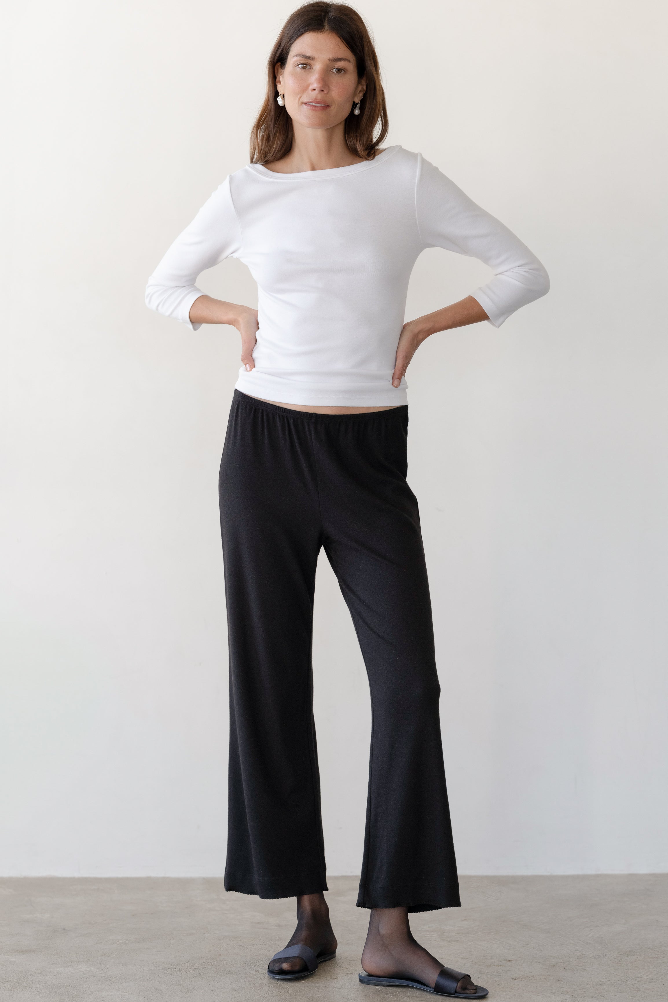 DONNI The Baby Rib Scallop Pant - Jet