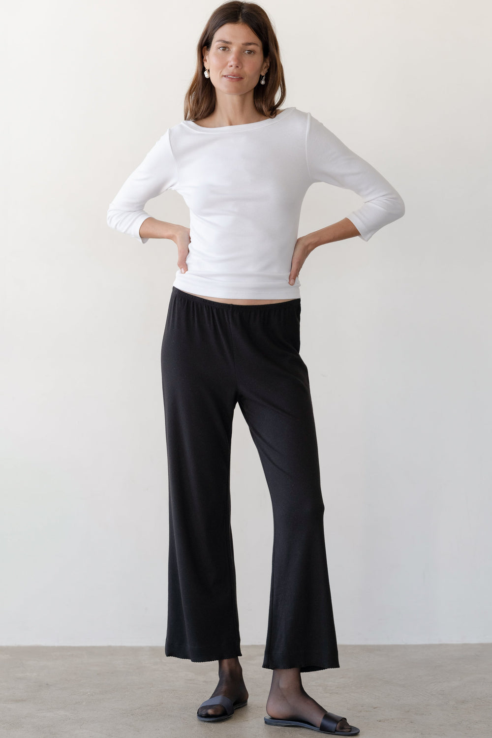 DONNI The Baby Rib Scallop Pant - Jet