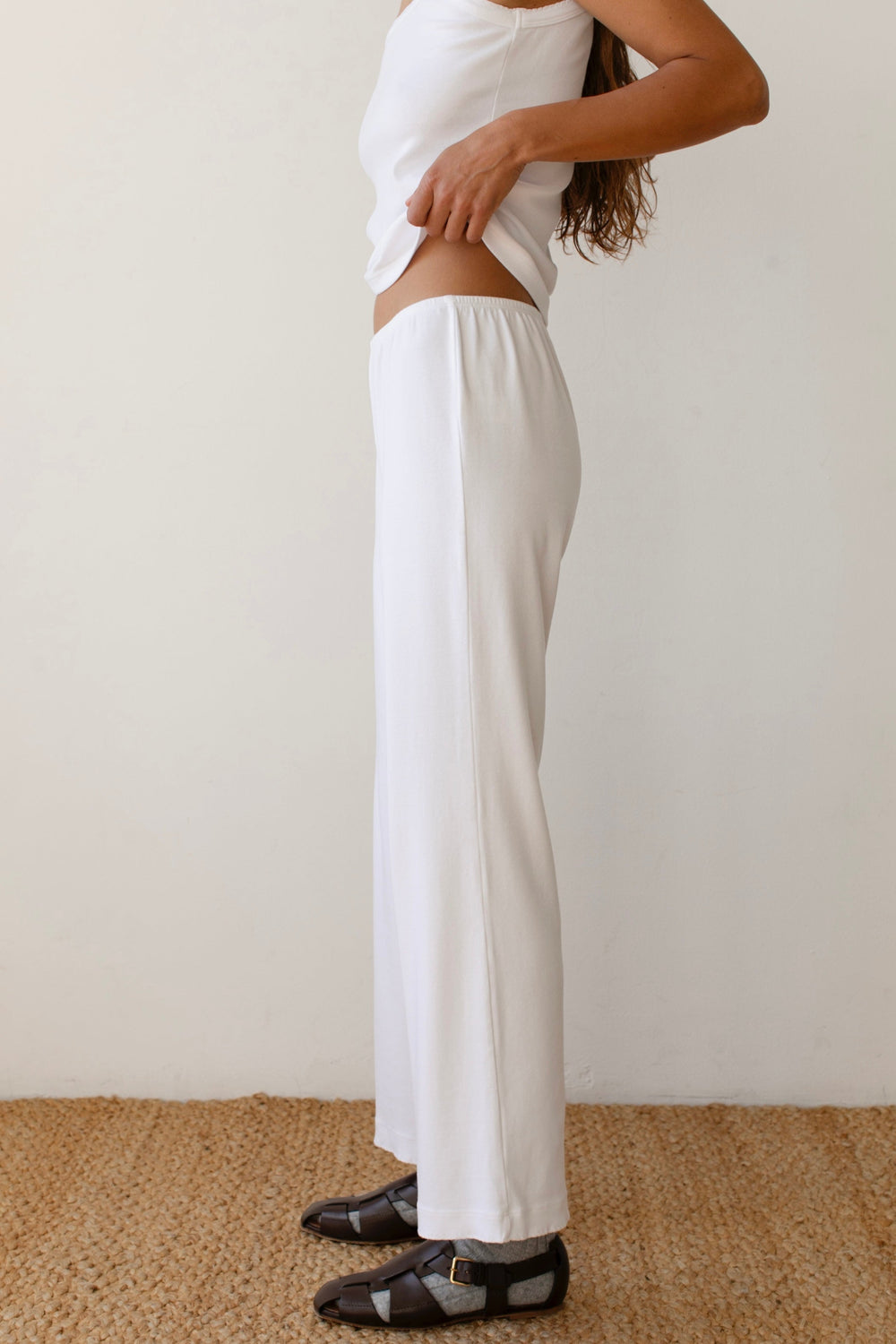 DONNI Powder Baby Rib Scallop Pant - Powder