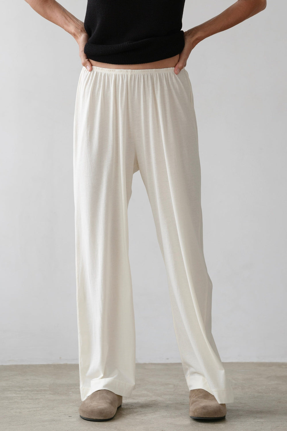 DONNI The Jersey Simple Crop Pant - Creme