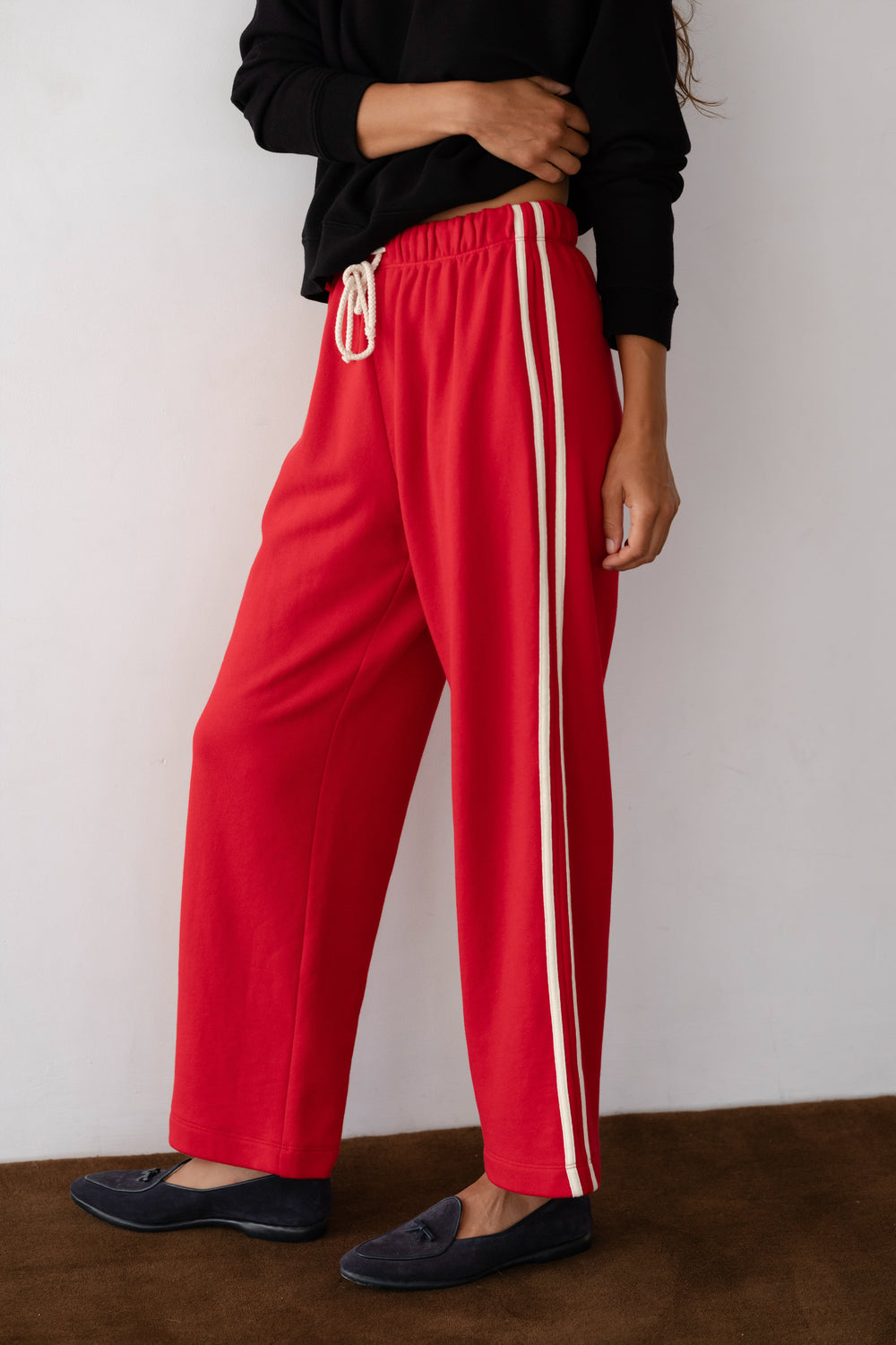 DONNI The Eco-Terry Stripe Crop Pant - Bell-Pepper