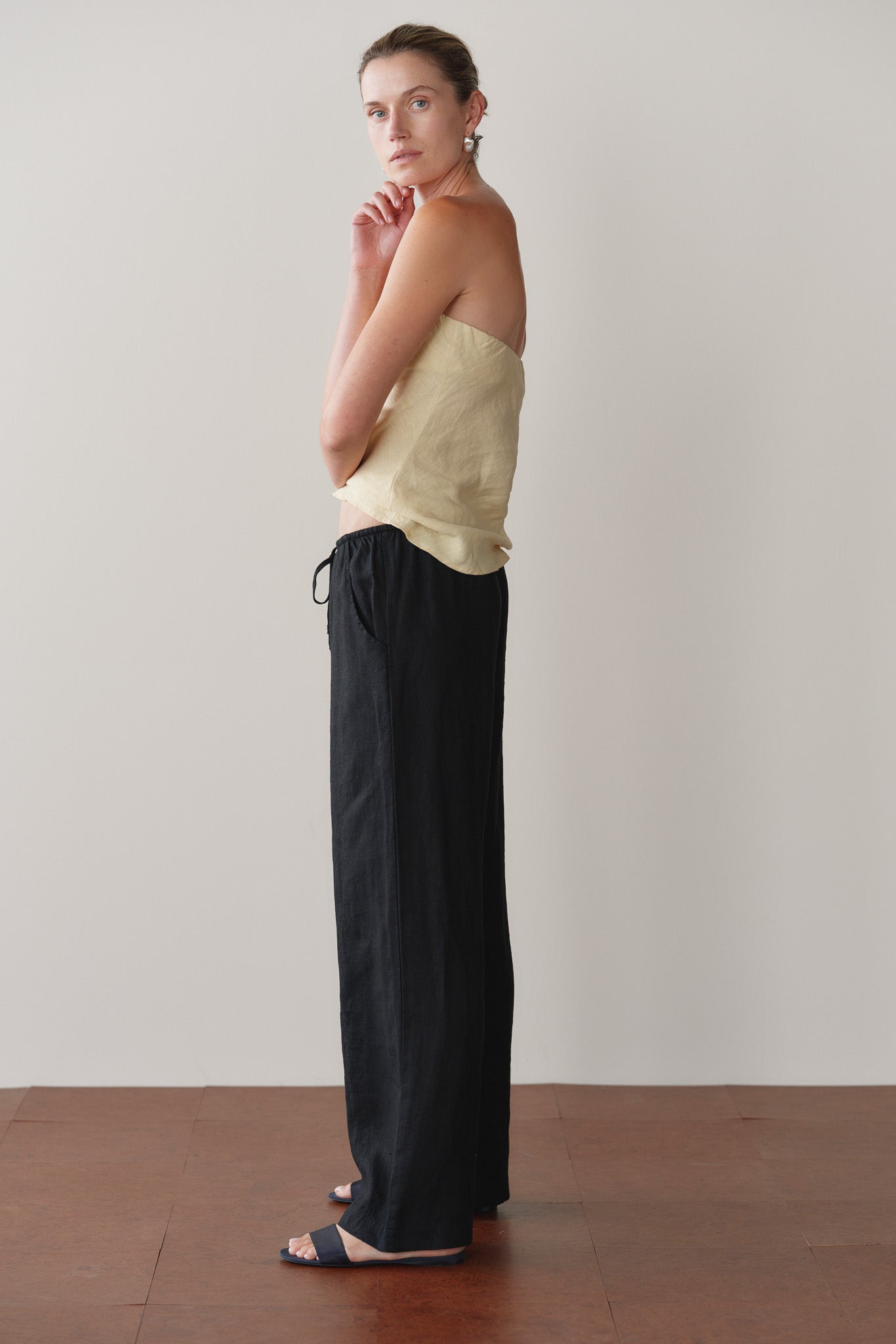 DONNI Jet Linen Drawstring Pant - Jet