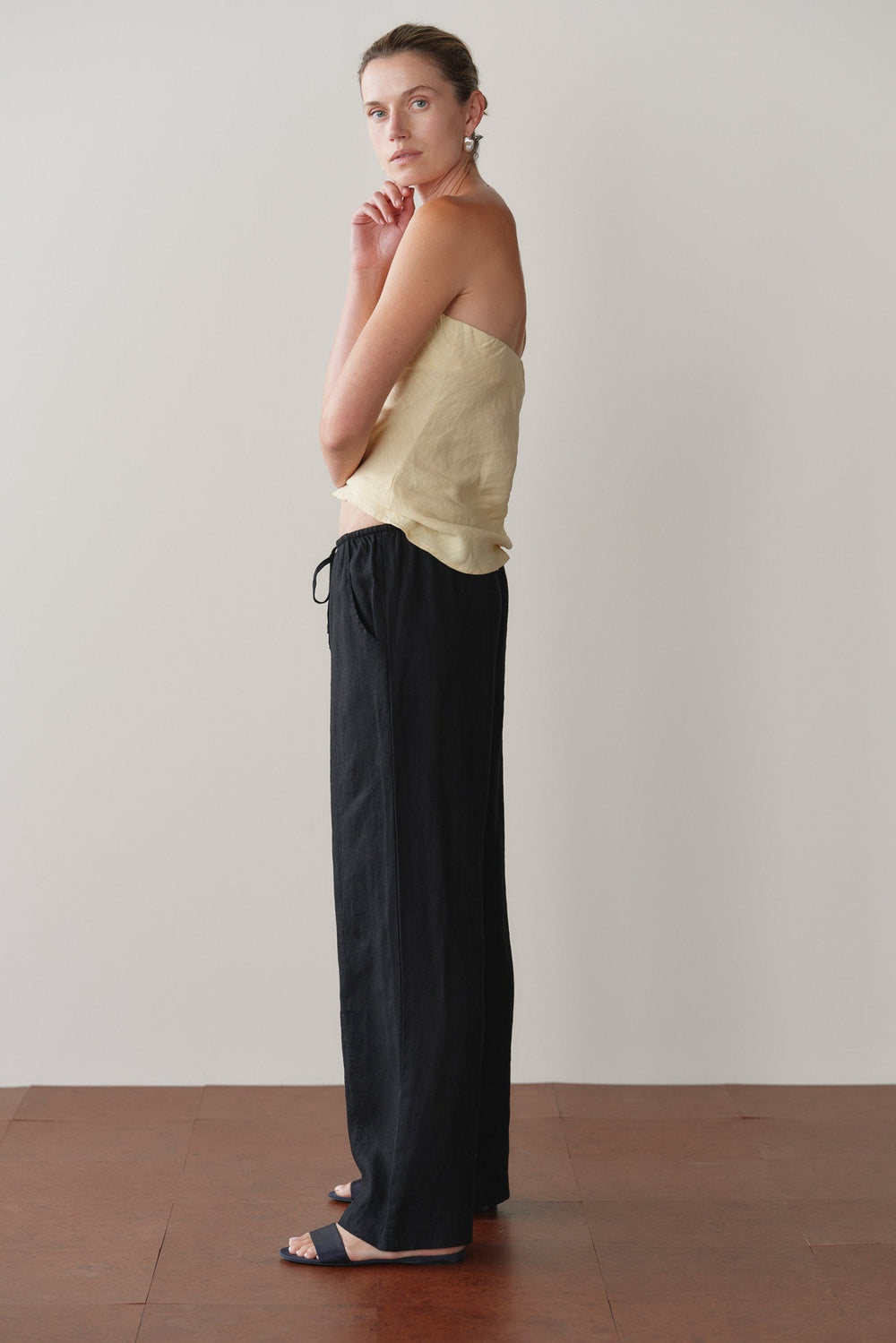 DONNI Jet Linen Drawstring Pant - Jet