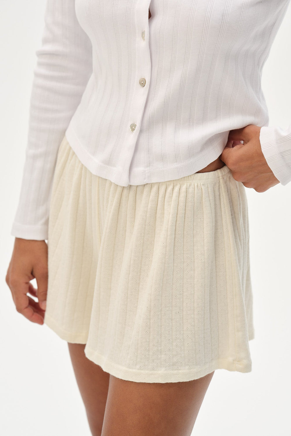 DONNI The Pointelle Tap Short - Creme