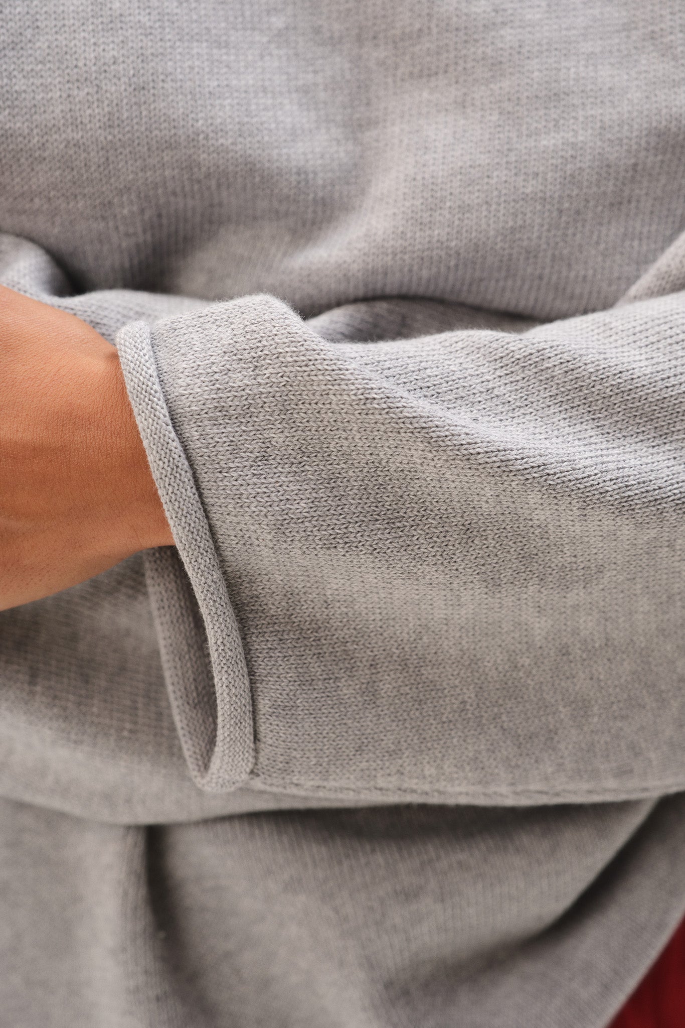 DONNI The Cotton Knit Boat Neck Sweater - Heather-Grey