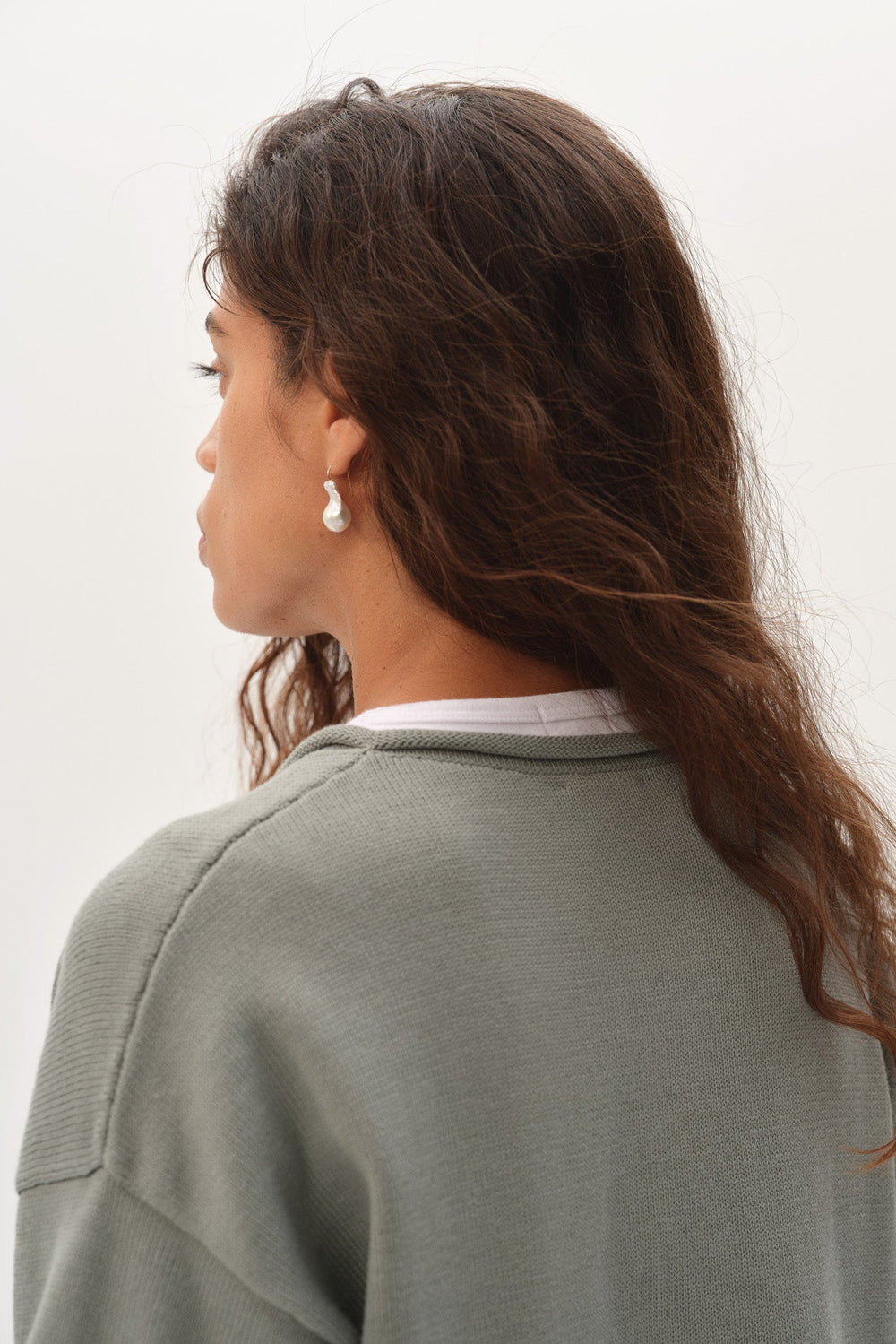 DONNI The Cotton Knit Roll Cardigan - sage