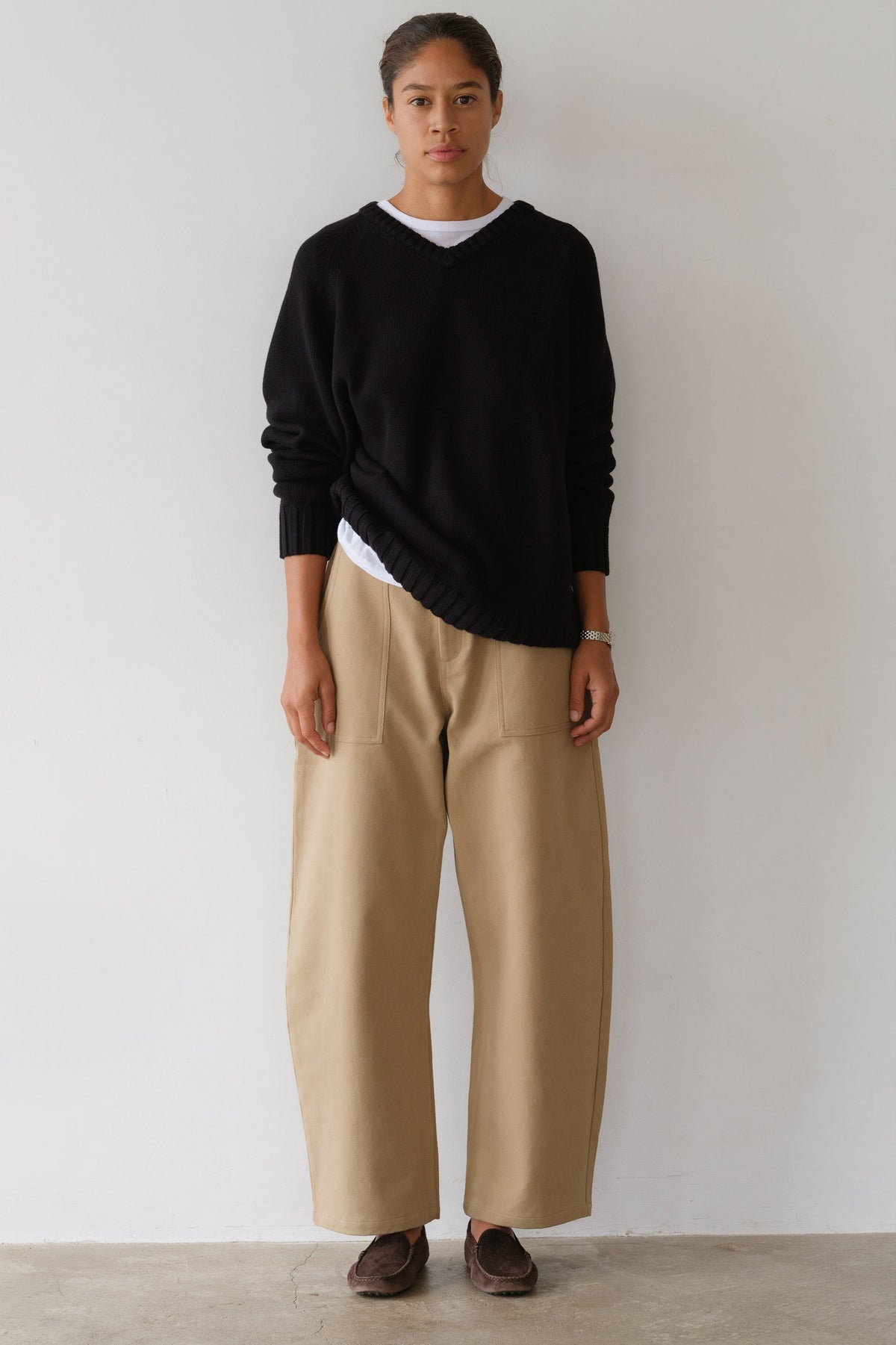 DONNI The Cotton Cashmere V-Neck Sweater - Jet