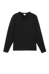 DONNI The Cotton Cashmere V-Neck Sweater - Jet