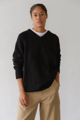 DONNI The Cotton Cashmere V-Neck Sweater - Jet