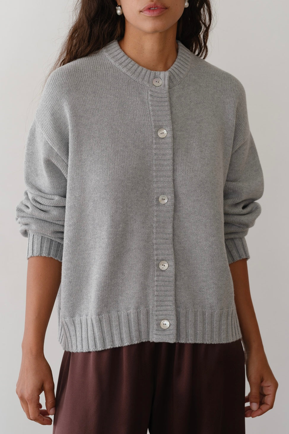 DONNI The Cotton Cashmere Cardigan - Heather-Grey