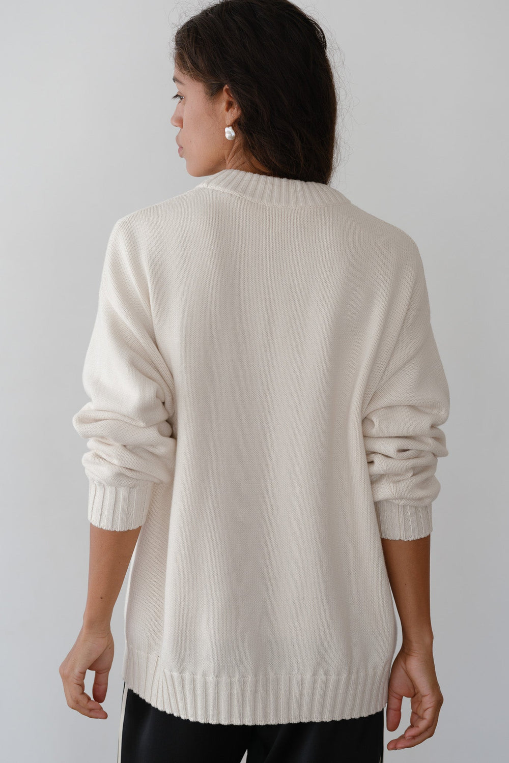 DONNI The Cotton Cashmere Crewneck Sweater - Creme
