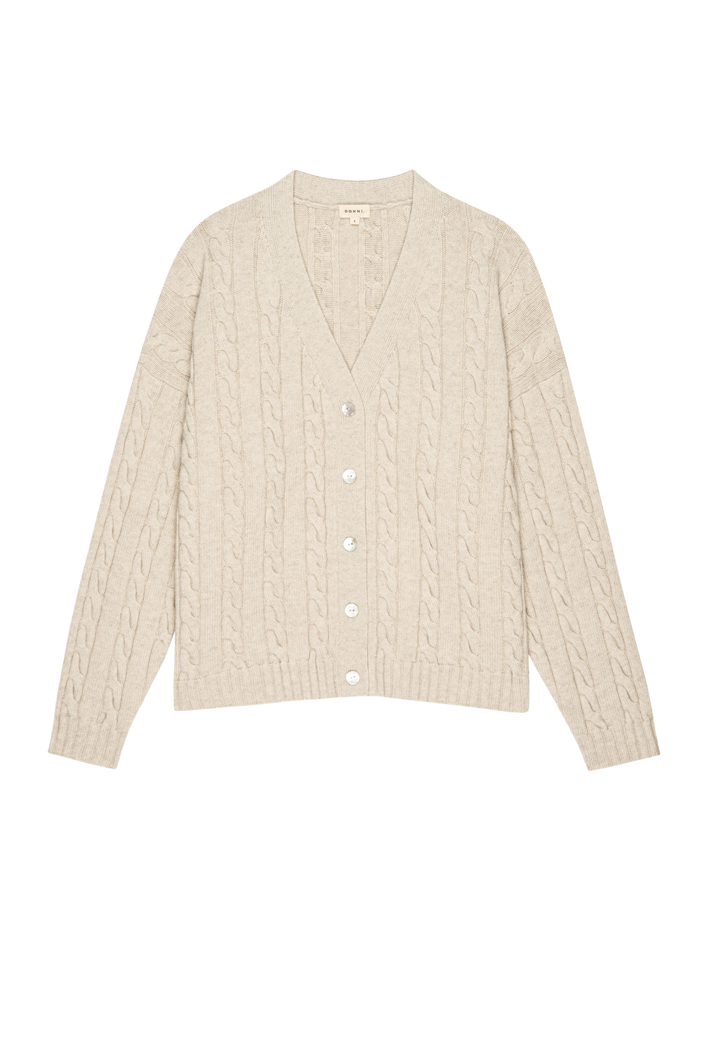 DONNI The Cable V-Neck Cardigan - Oatmeal