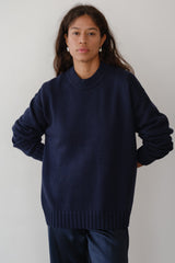 DONNI The Cotton Cashmere Crewneck Sweater - Navy