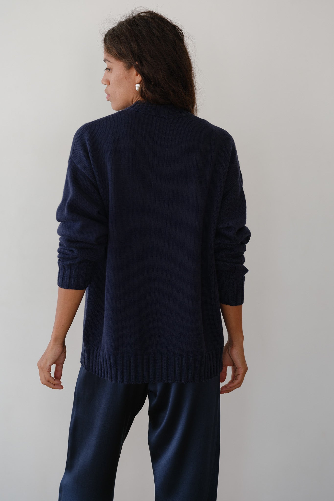 DONNI The Cotton Cashmere Crewneck Sweater - Navy