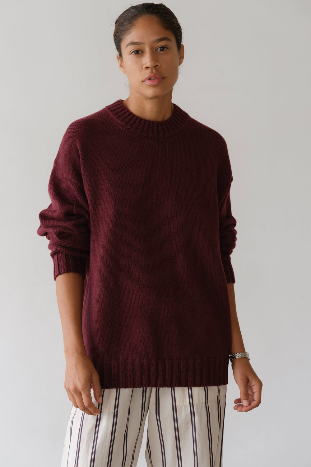 DONNI The Cotton Cashmere Crewneck Sweater - Oxblood