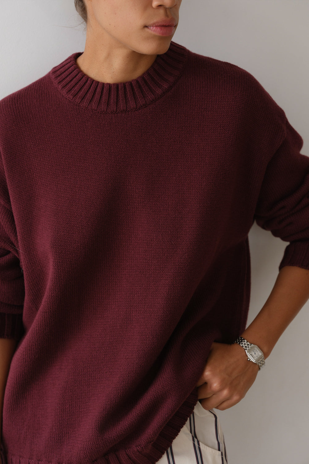 DONNI The Cotton Cashmere Crewneck Sweater - Oxblood