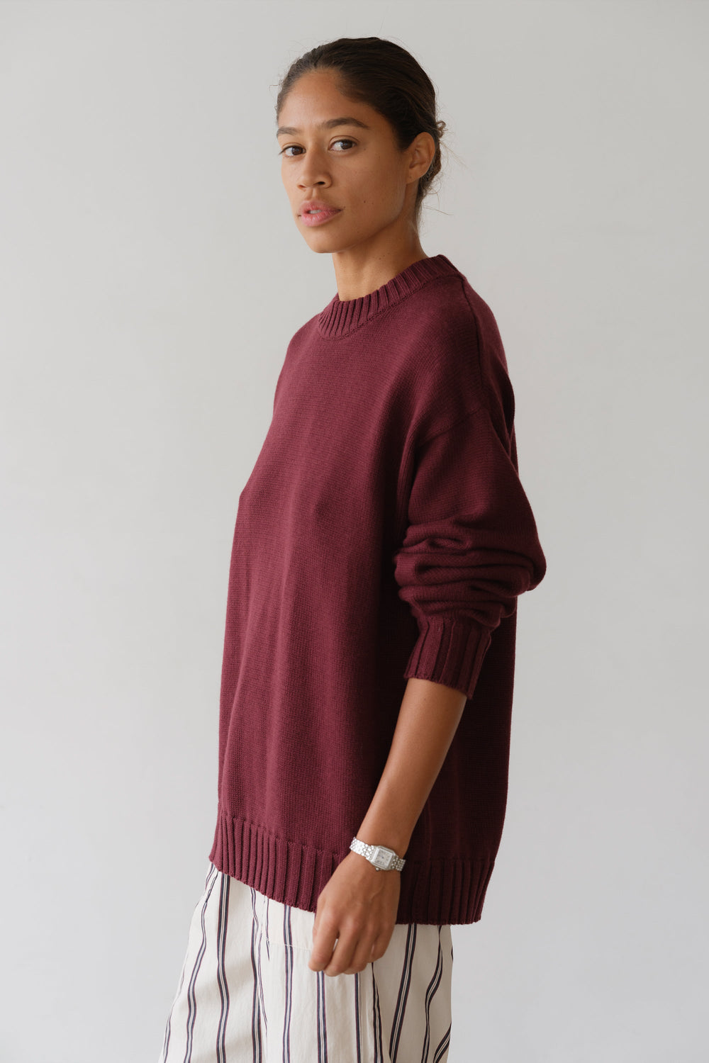 DONNI The Cotton Cashmere Crewneck Sweater - Oxblood