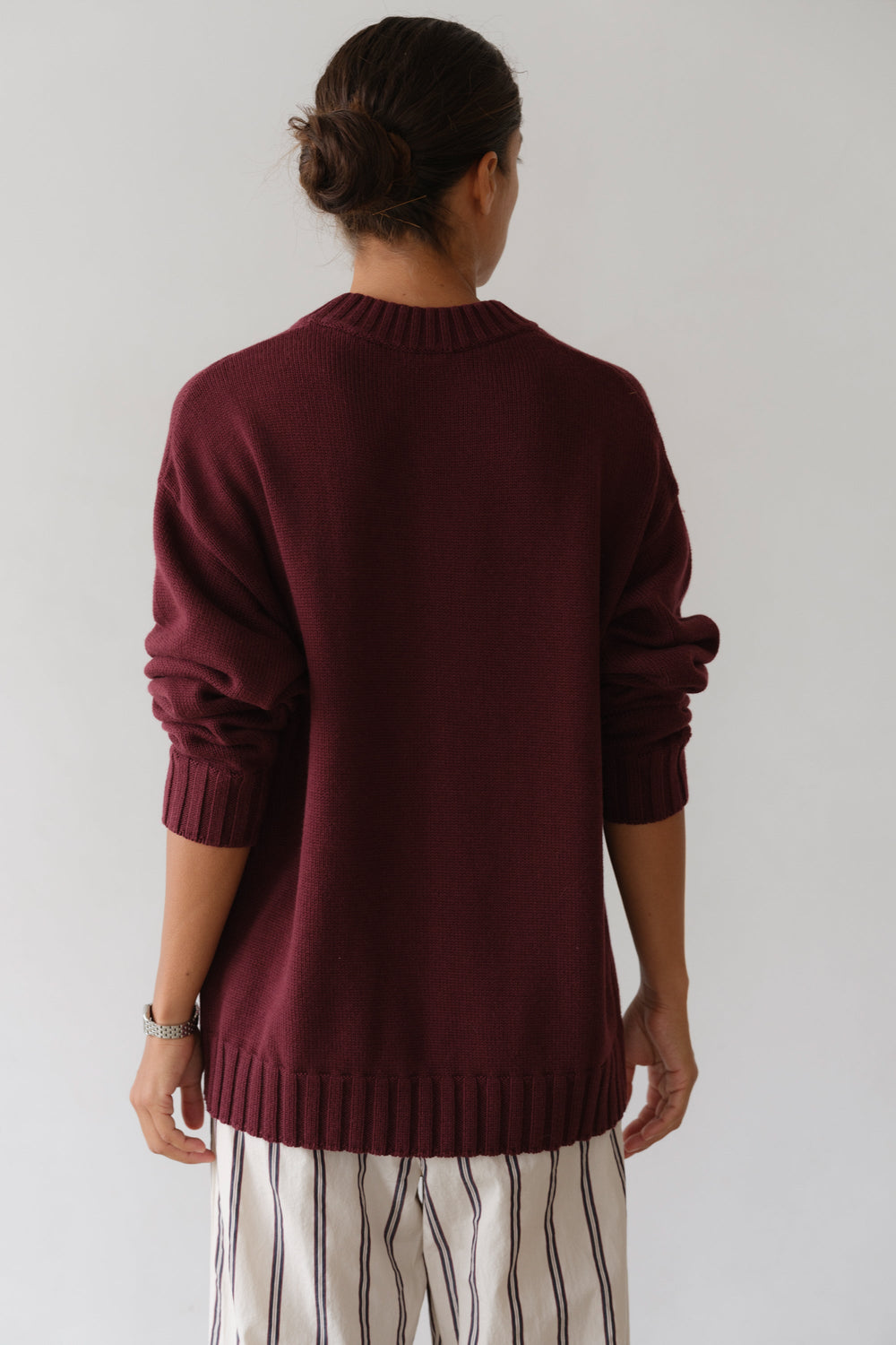 DONNI The Cotton Cashmere Crewneck Sweater - Oxblood