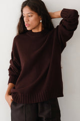 DONNI The Cotton Cashmere Crewneck Sweater - Espresso