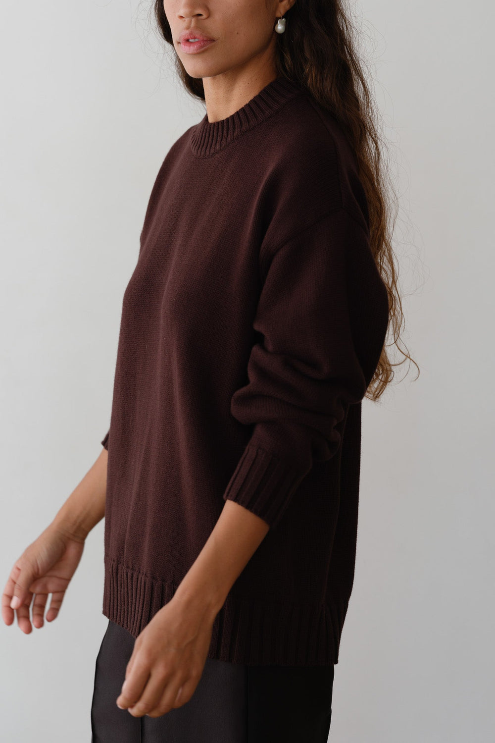 DONNI The Cotton Cashmere Crewneck Sweater - Espresso