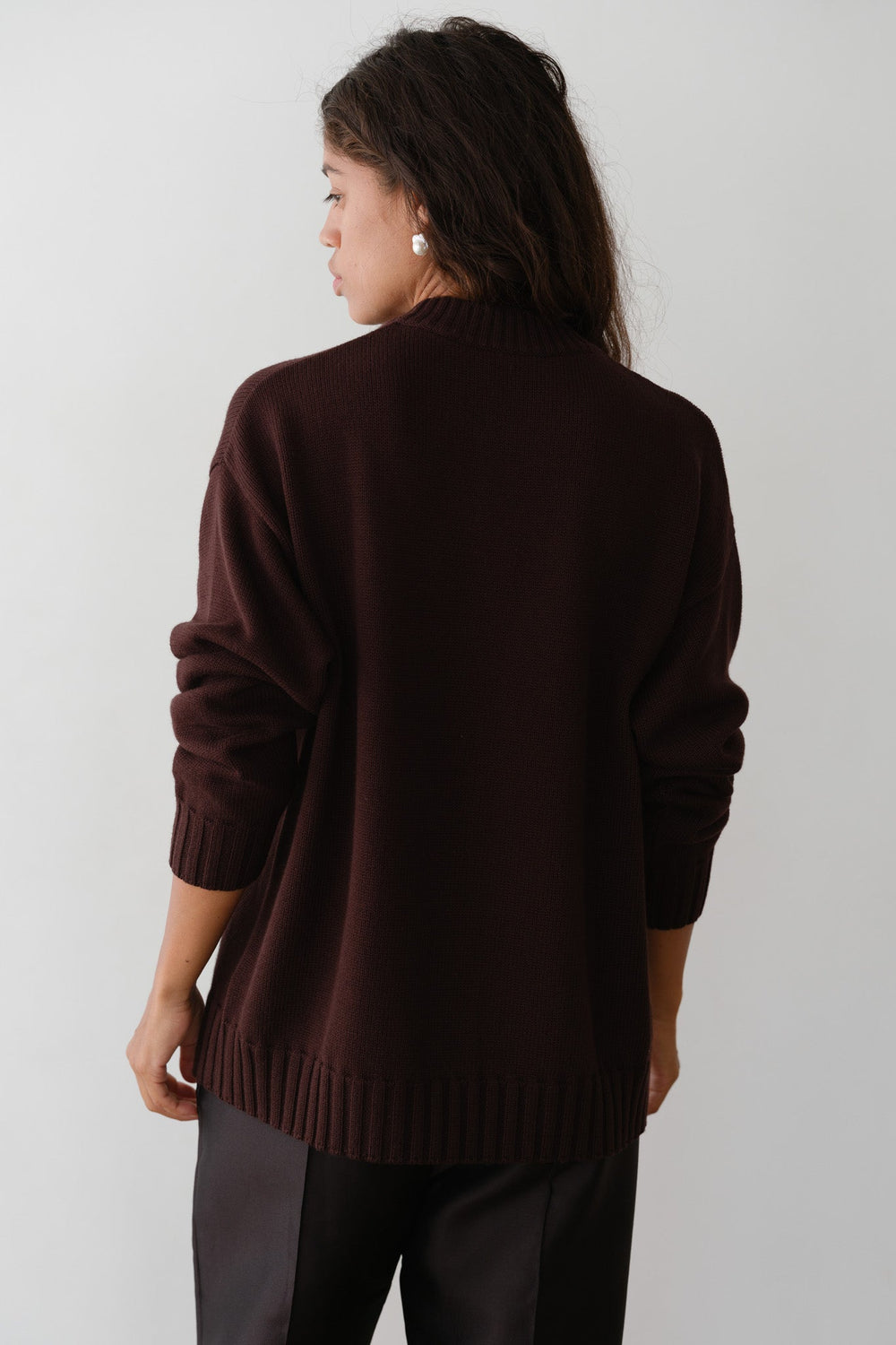 DONNI The Cotton Cashmere Crewneck Sweater - Espresso