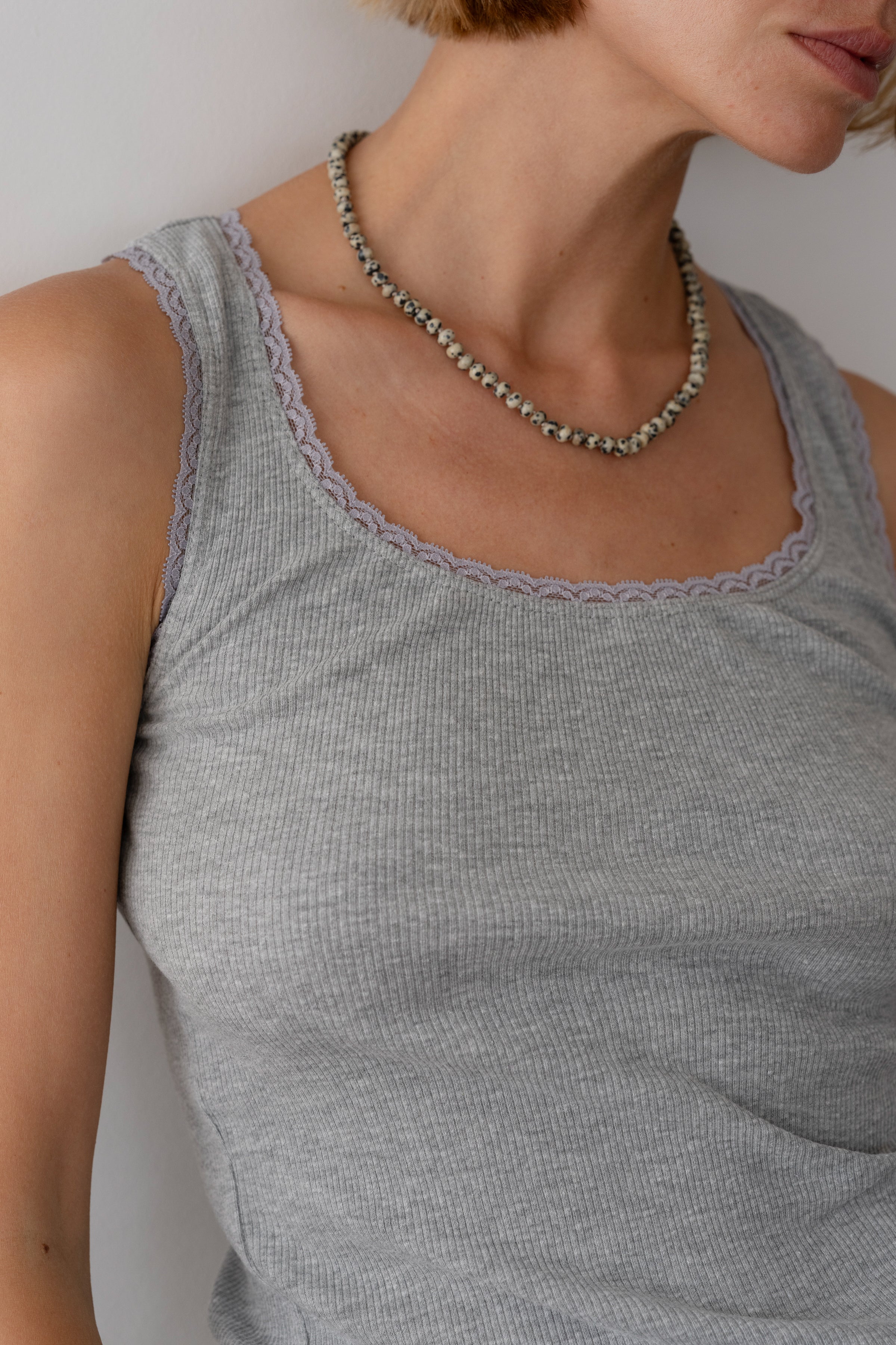 DONNI The Dalmatian Jasper Rondelle Necklace - Dalmatian Jasper