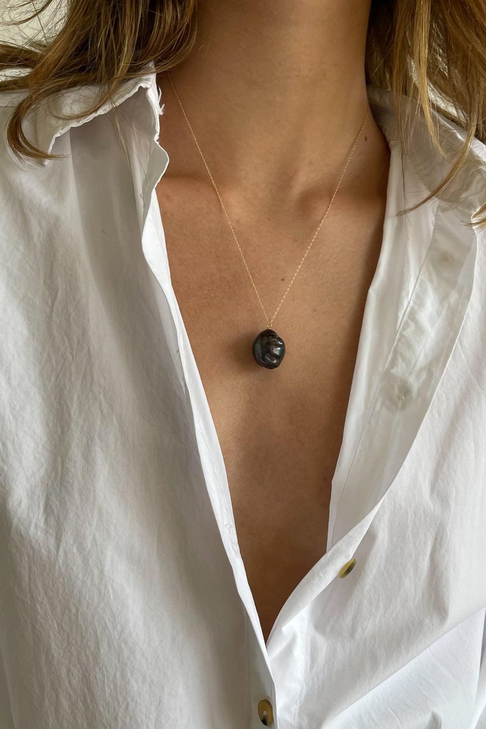 DONNI The June 20" Black Pearl Necklace - black