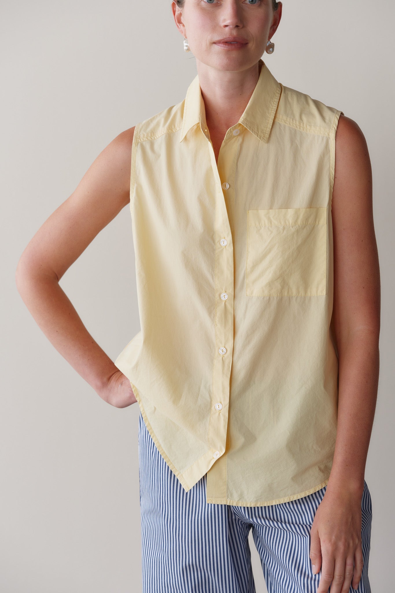 DONNI The Pop Sleeveless Shirt - Butter