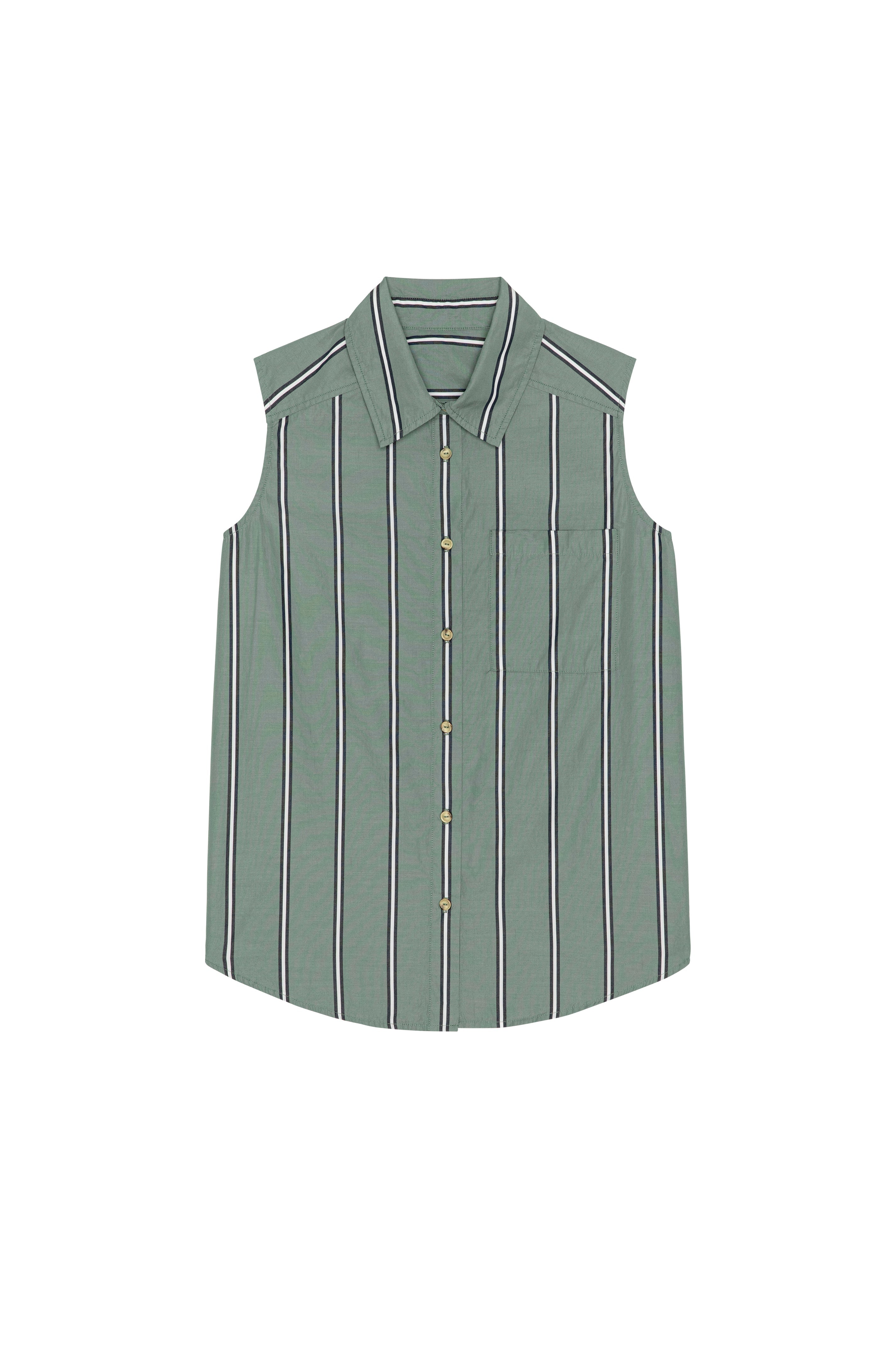 DONNI The Pop Sleeveless Shirt - sage