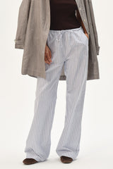 DONNI The Oxford Stripe Drawstring Pant - Cornflower-Stripe