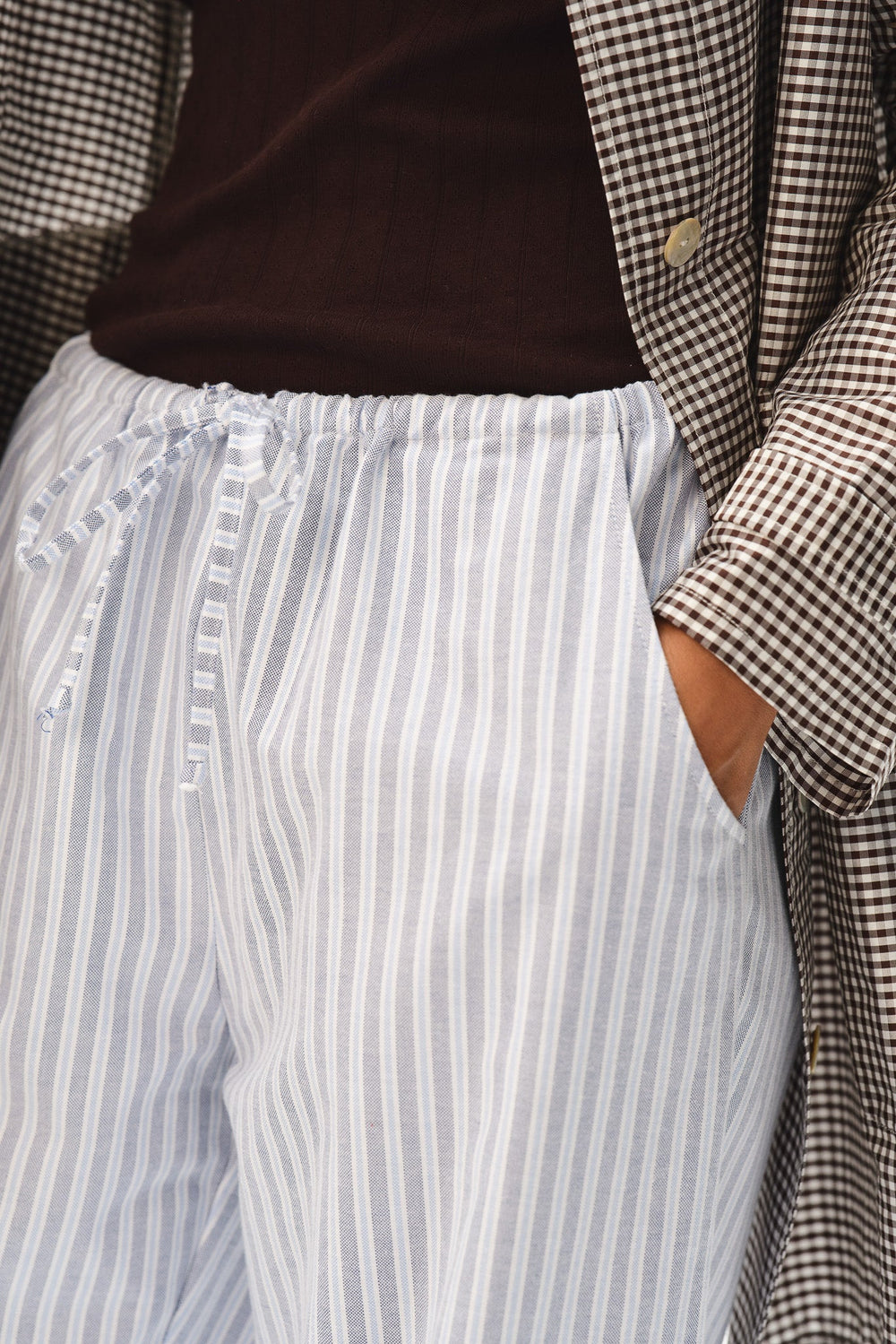 DONNI The Oxford Stripe Drawstring Pant - Cornflower-Stripe