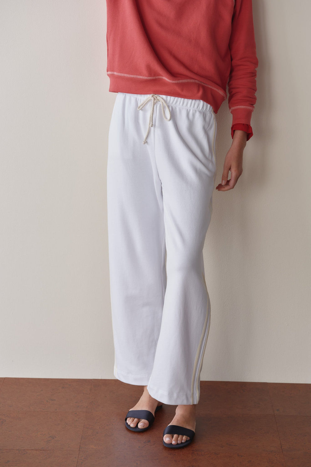 DONNI Powder Eco-Terry Stripe Crop Pant - Powder