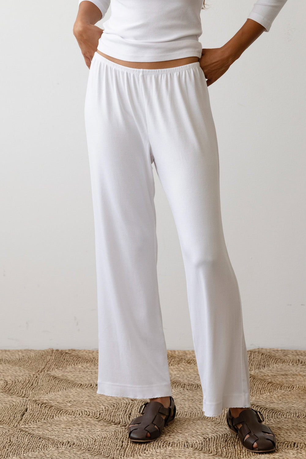DONNI Powder Baby Rib Scallop Pant - Powder