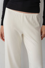 DONNI Creme Baby Rib Scallop Pant - Creme