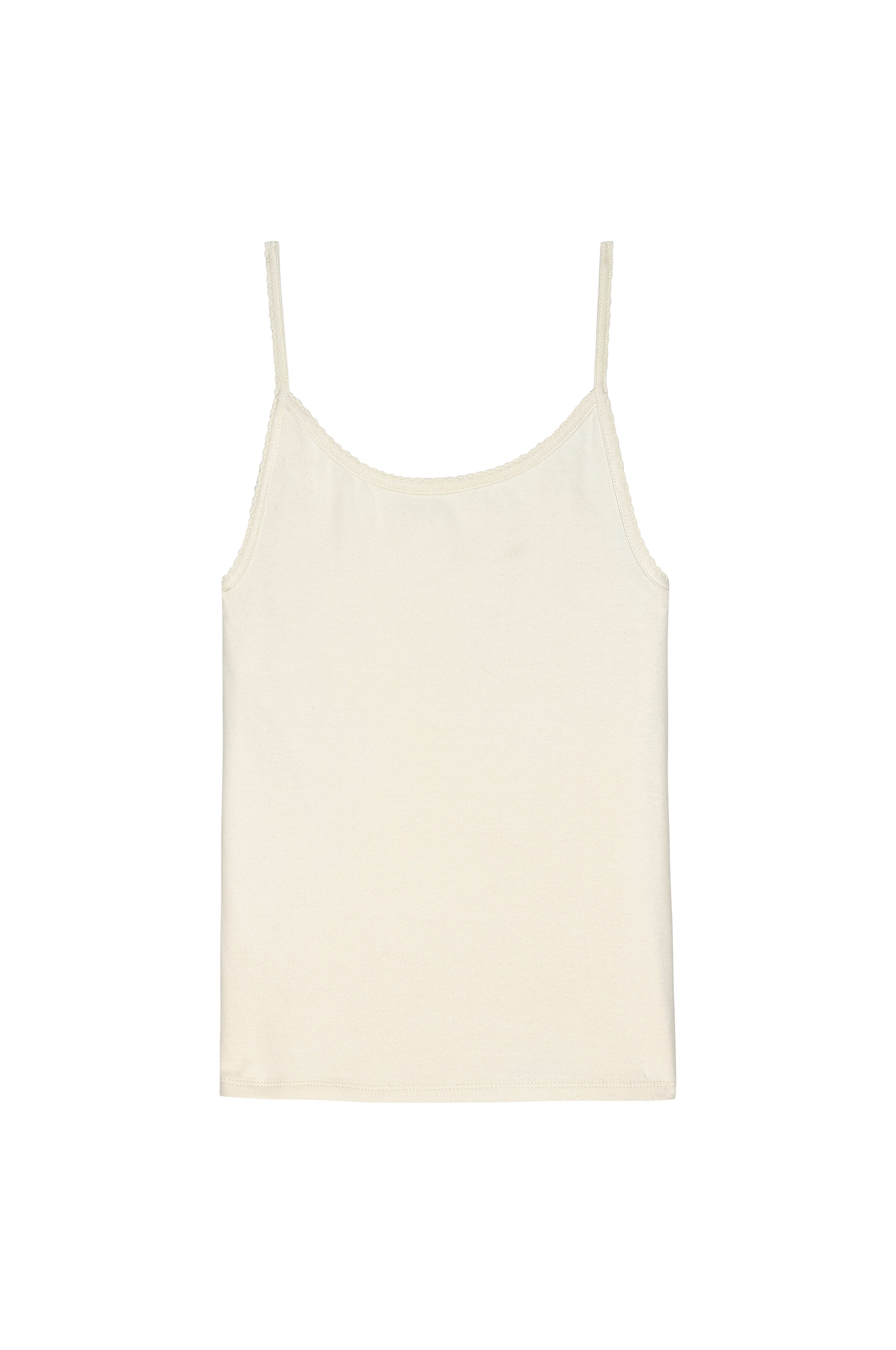 DONNI Creme Baby Rib Scallop Tank - Creme