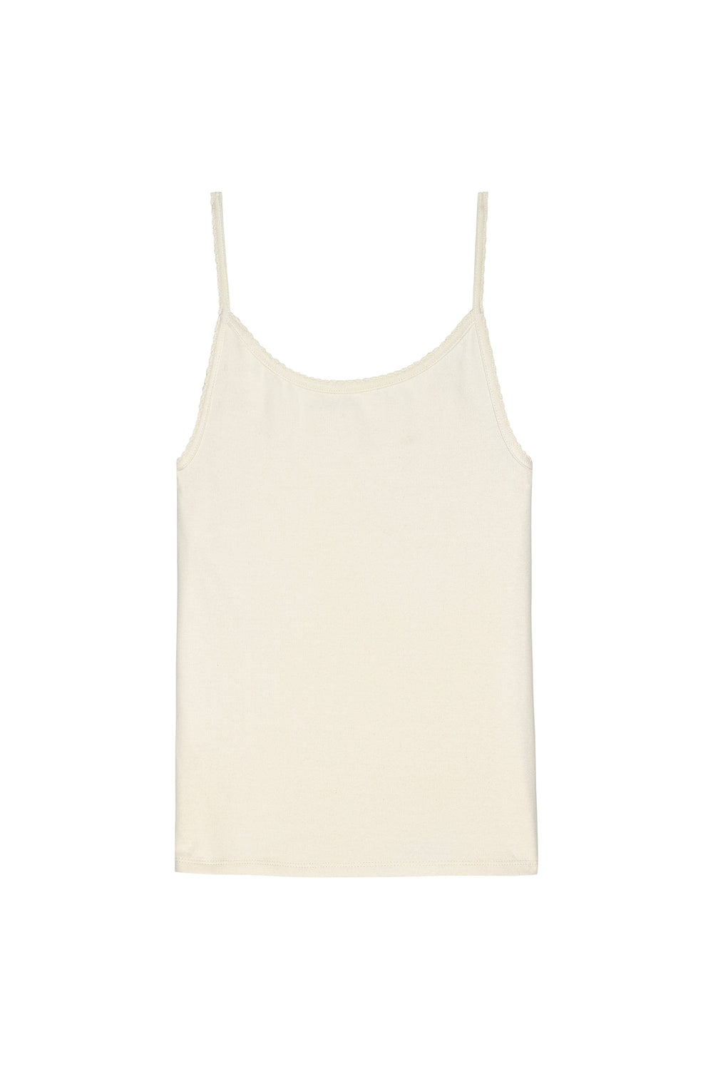 DONNI Creme Baby Rib Scallop Tank - Creme